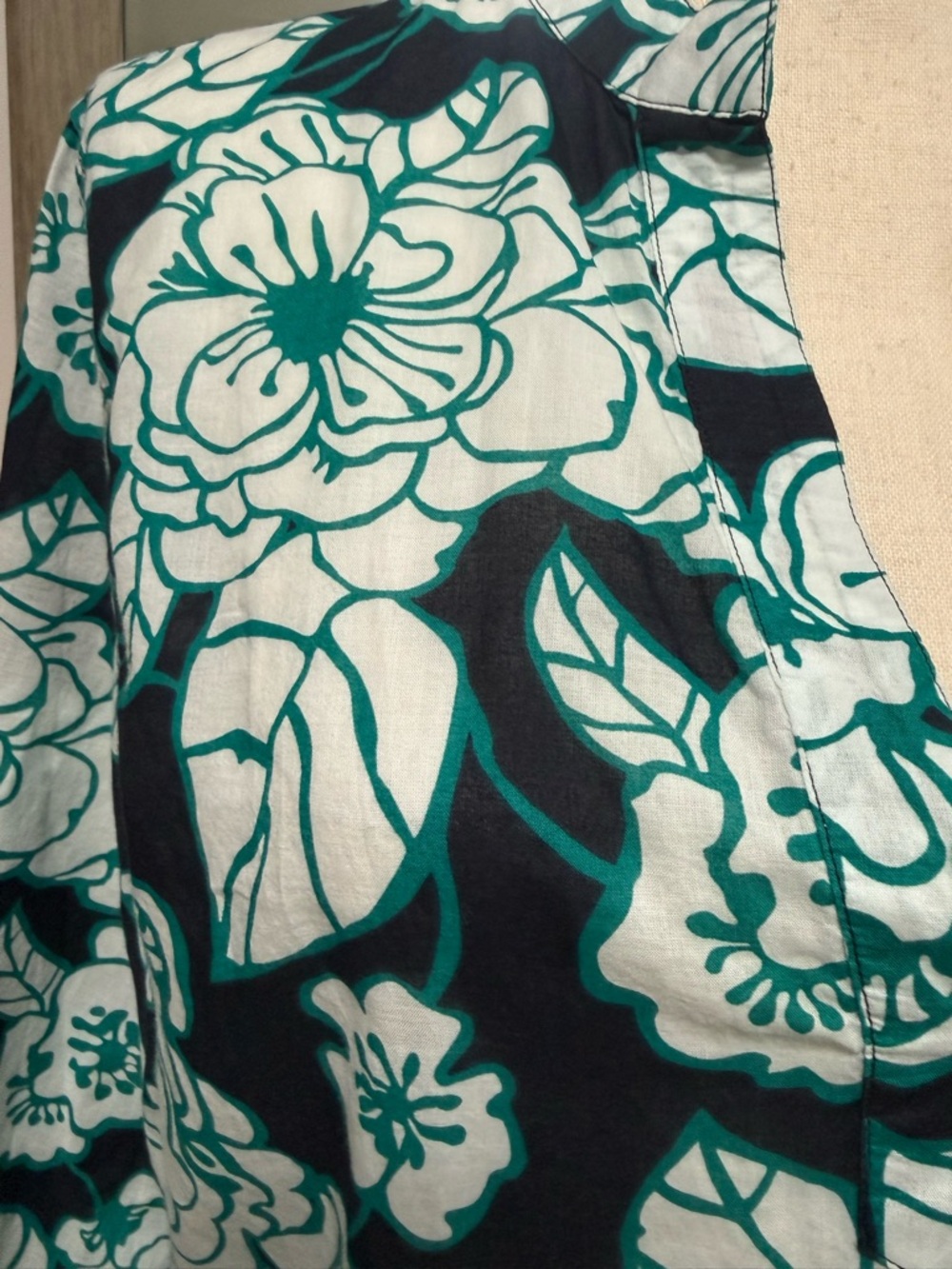 Land’s End shirt tunic cover up dress floral green v-neck medium - Picture 4 of 9